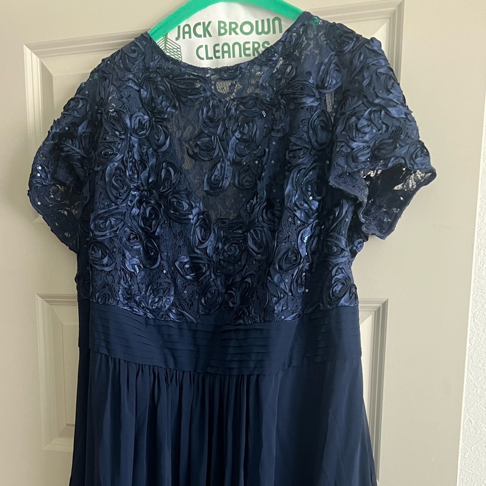 Oleg Cassini Navy Blue Lace Dress
